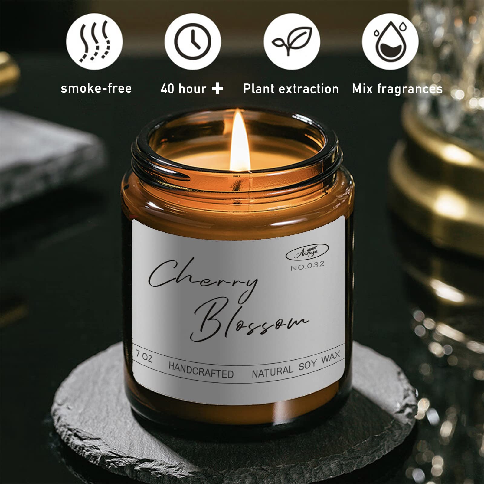 Cherry Blossom Strong Scented Candles, Organic Soy Candle for Home Scented, Hand-Poured Aromatherapy Candles, Gifts for WomenMen